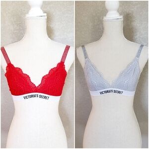 Victoria's Secret brallets size Small with rhinestones set of 2